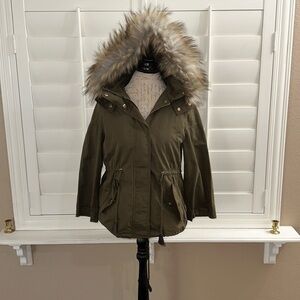 Zara Woman Faux Fur Parka Jacket Coat